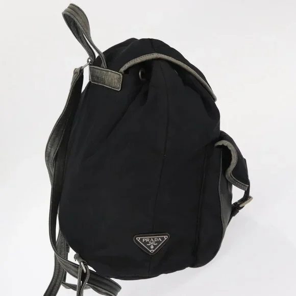 PRADA Backpack Nylon Leather Black Silver Auth 151999 - Picture 5 of 16